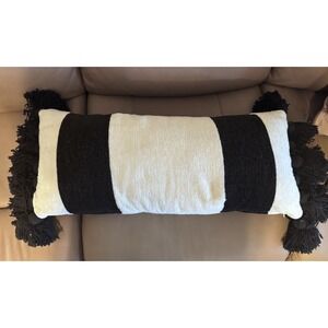 magaschoni home pillow Cream and Black lumbar 12"x27"